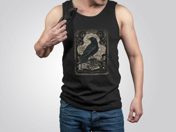 Tarot Card Raven Shirt Occult Tank Top Vintage Man Gift For Boyfriend Shirt Gothic Witchy Dark Academia Clothing Holiday Festival Concert T