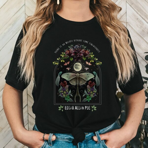 Edgar Allen Poe Shirt, Dark Academia Bookish Gift For Her, Night Garden Literary Quote, Fairycore Gothic Merch, Dark Botanical Bookish Tee