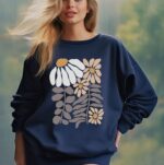 Flower Sweatshirt, Flower Print Sweatshirt, Gift For Women, Cute Plant Sweatshirt, Women Sweatshirt, Flower Lovers Sweatshirt