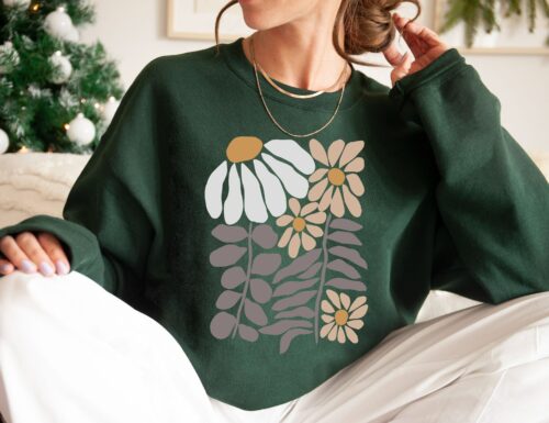 Flower Sweatshirt, Flower Print Sweatshirt, Gift For Women, Cute Plant Sweatshirt, Women Sweatshirt, Flower Lovers Sweatshirt