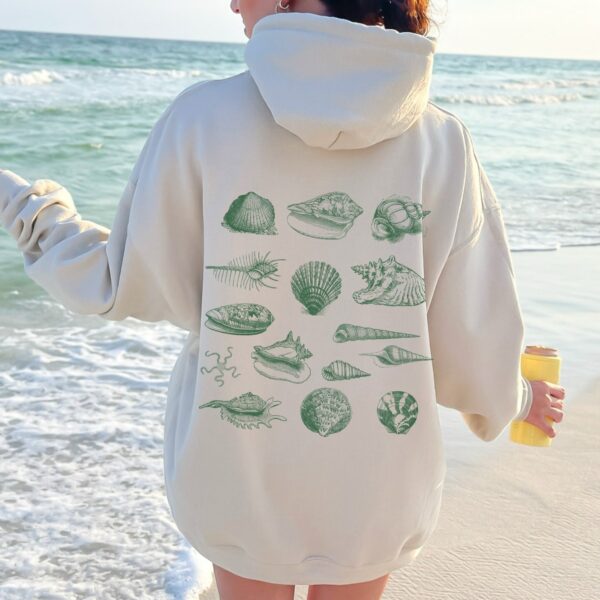 Seashell Hoodie Coconut Girl Clothes Ocean Inspired Beach Stuff Outdoorsy Gift Beachy Hoodies Conch Shell Cowry Shell Clam Shell Sweatshirt