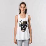 Gothic Women'S Tank Top, Womens Racerback Skull Tank Top, Dark Skull Tank Top Gift For Her