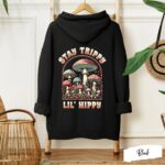 Stay Trippy Lil Hippy Hoodie Mushroom Hoodie Mushroom Gifts Mushroom Clothing Goblincore Hoodie Brown Hjoodie