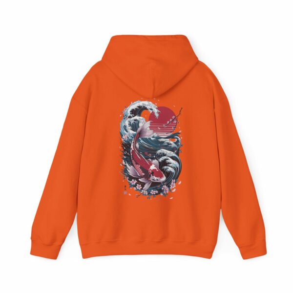 Cozy Japanese Koi Fish Hoodie, Nautical Asian Art Sweater, Unisex Tokyo Style, Urban Pond-Themed Hooded Top, Perfect For The Beach.