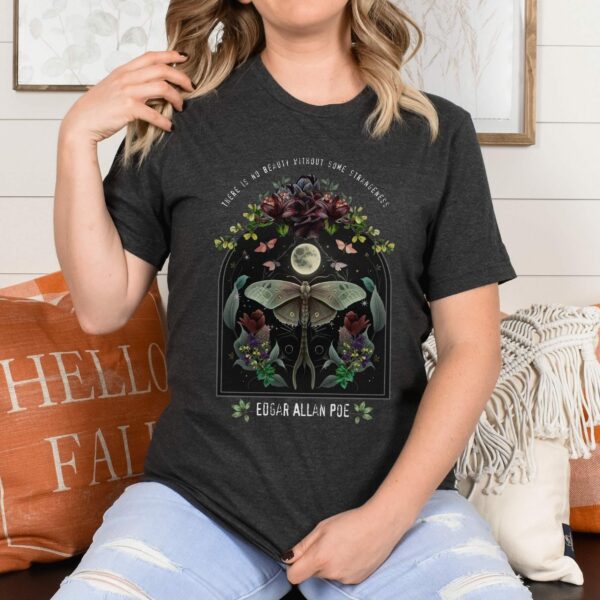 Edgar Allen Poe Shirt, Dark Academia Bookish Gift For Her, Night Garden Literary Quote, Fairycore Gothic Merch, Dark Botanical Bookish Tee