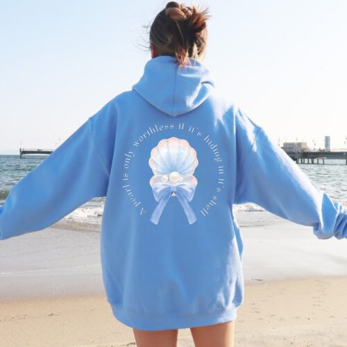 Ocean Inspired Style Coastal Aesthetic Mermaid Core Clothes Ocean Beach Hoodie Beachy Hoodies Beachy Hoodie Shell Hoodie Seashell Hoodie