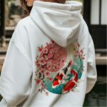 Koi Fish & Cherry Blossoms Hoodie - Japanese Art-Inspired Cozy Sweatshirt