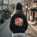 Koi Fish & Cherry Blossoms Hoodie - Japanese Art-Inspired Cozy Sweatshirt